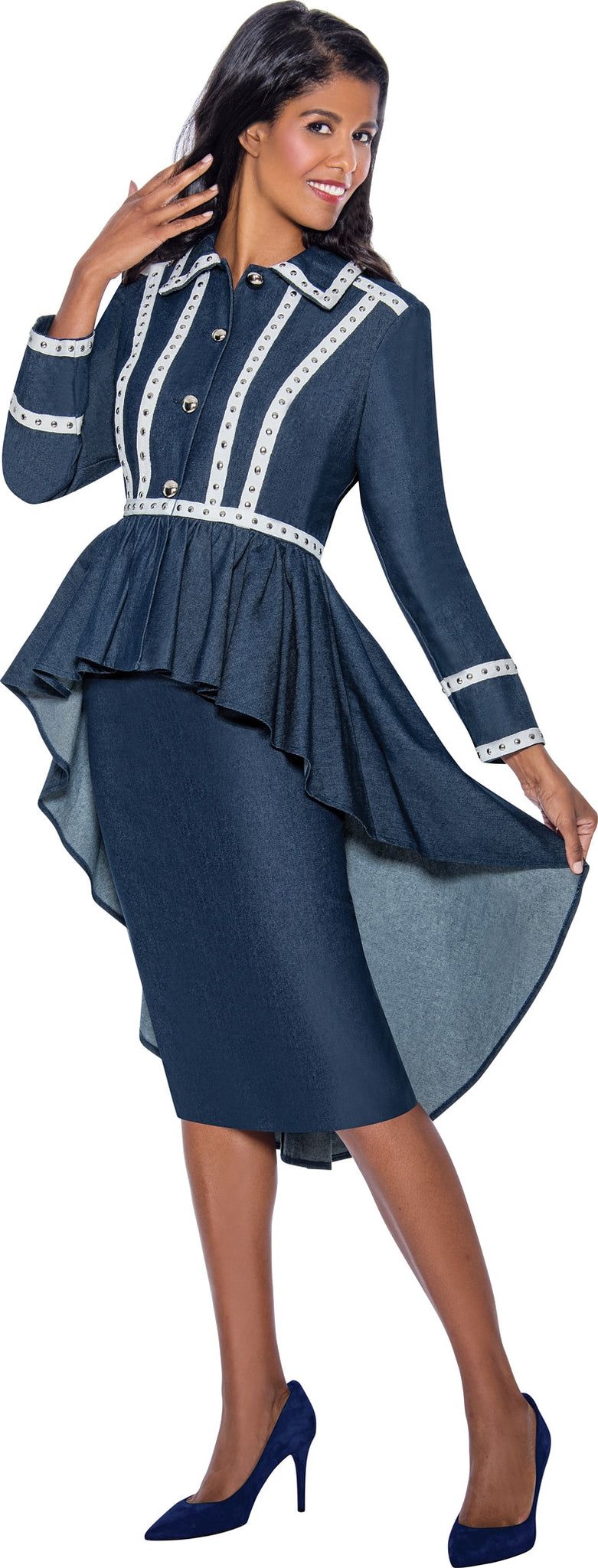 Devine Sport Denim Skirt Suit 63772 - Church Suits For Less