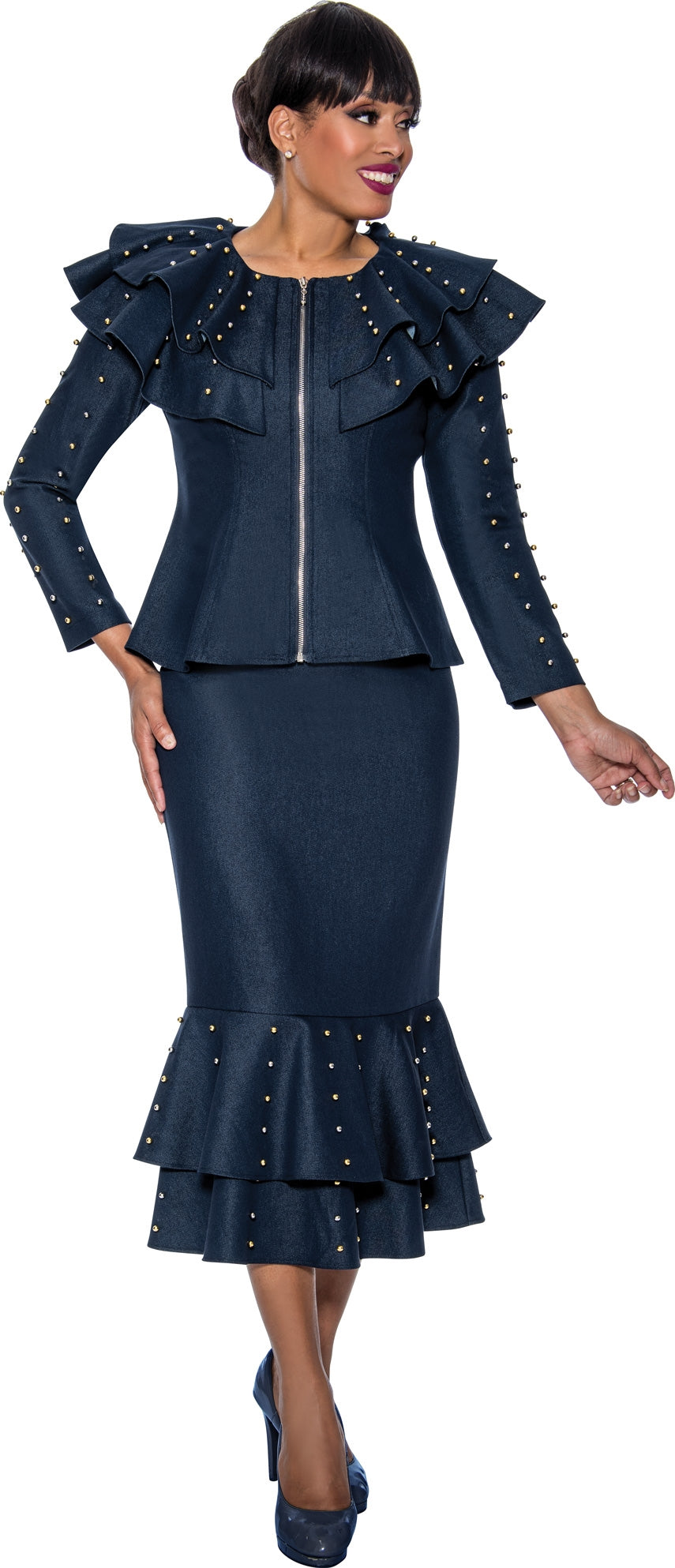Devine Sport Denim Skirt Suit 63912 - Church Suits For Less