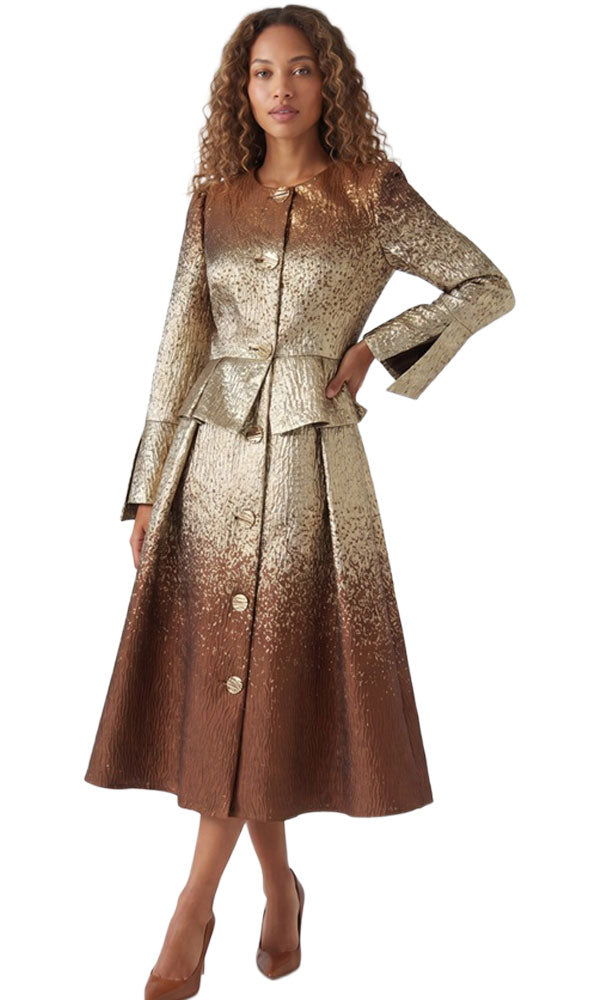 Diana Couture Church Dress 9211-Brown/Champagne