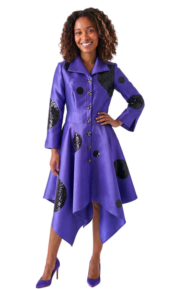 Diana Couture Church Dress 9216-Purple/Black