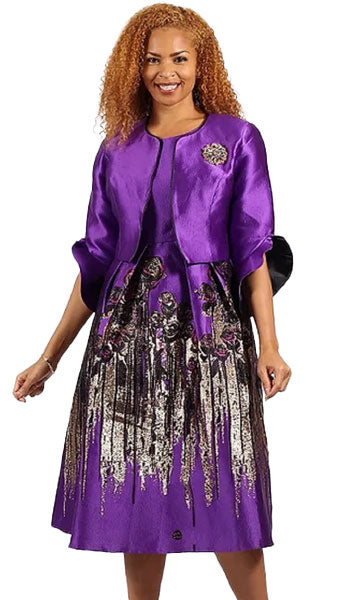 Diana Couture Church Dress 8978-Purple - Church Suits For Less