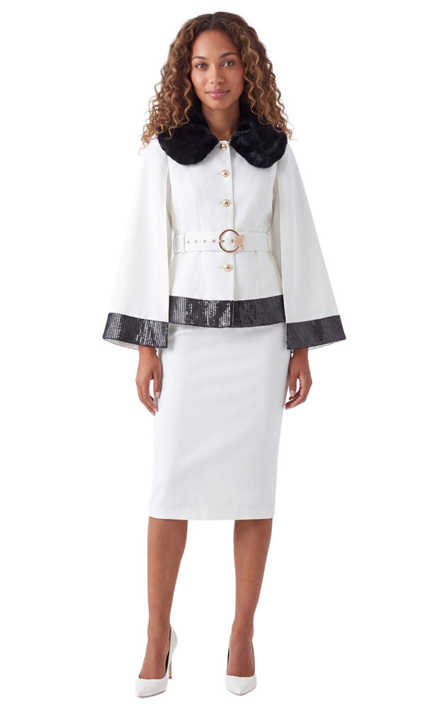 Diana Couture Church Suit 9234-Ivory/Black