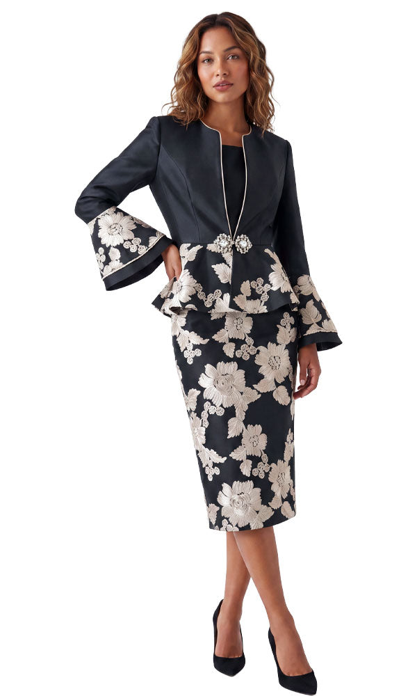 Diana Couture Church Suit 9246-Black/Gold