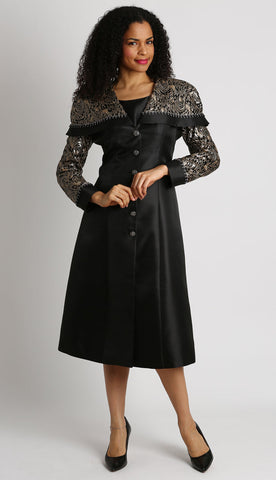 Diana Couture Church Dress 8182C-Black/Gold