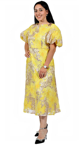Diana Couture Church Dress 8691-Yellow - Church Suits For Less