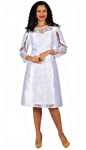 Diana Couture Church Dress 8696-White - Church Suits For Less