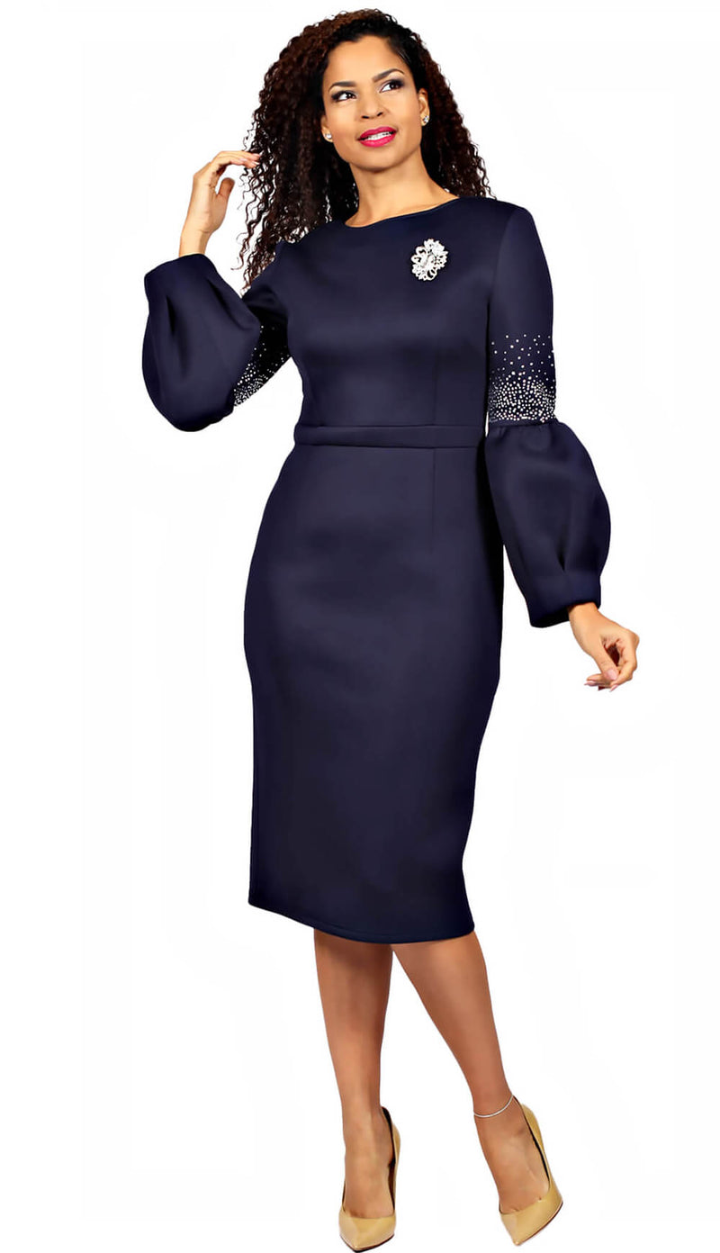 slim fit dress slacks Diana Couture Church Dress 8850-Navy, Navy / 22