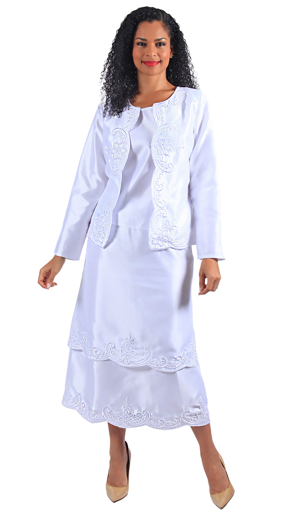 Diana Couture Church Suit 8645C-White - Church Suits For Less