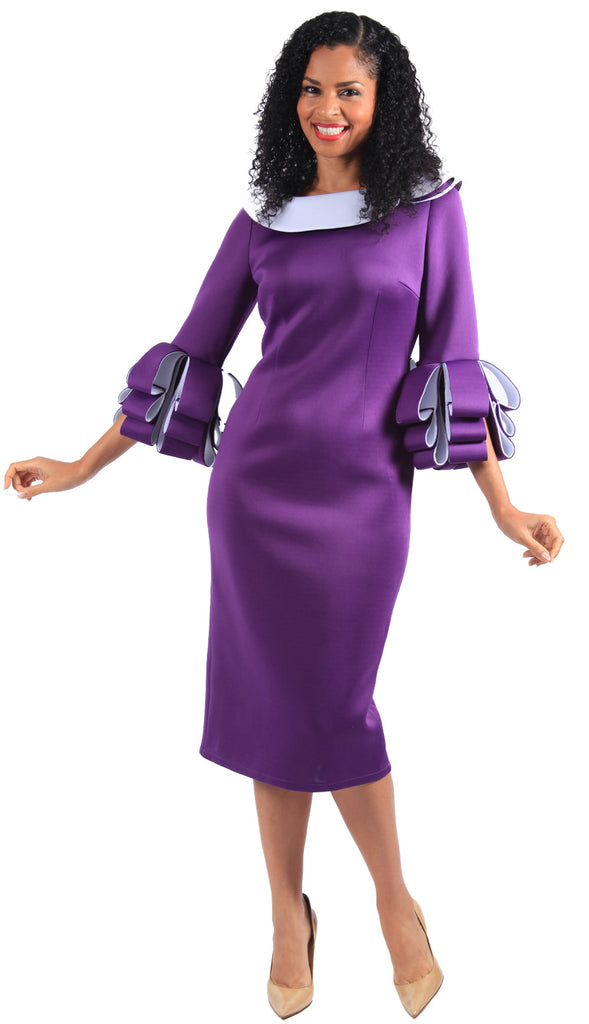 Diana Couture Dress 8307C-Purple - Church Suits For Less