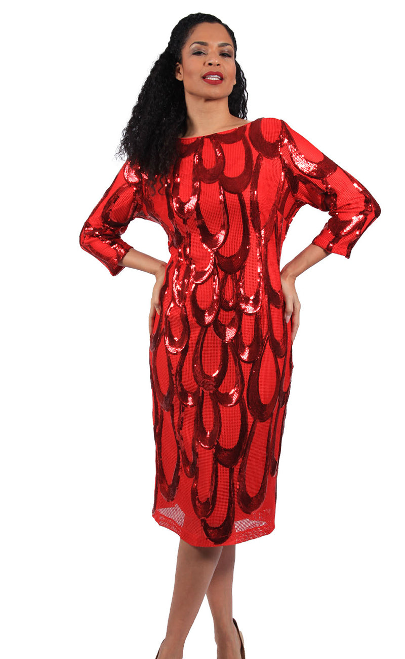 Diana Couture Dress 8660-Red - Church Suits For Less