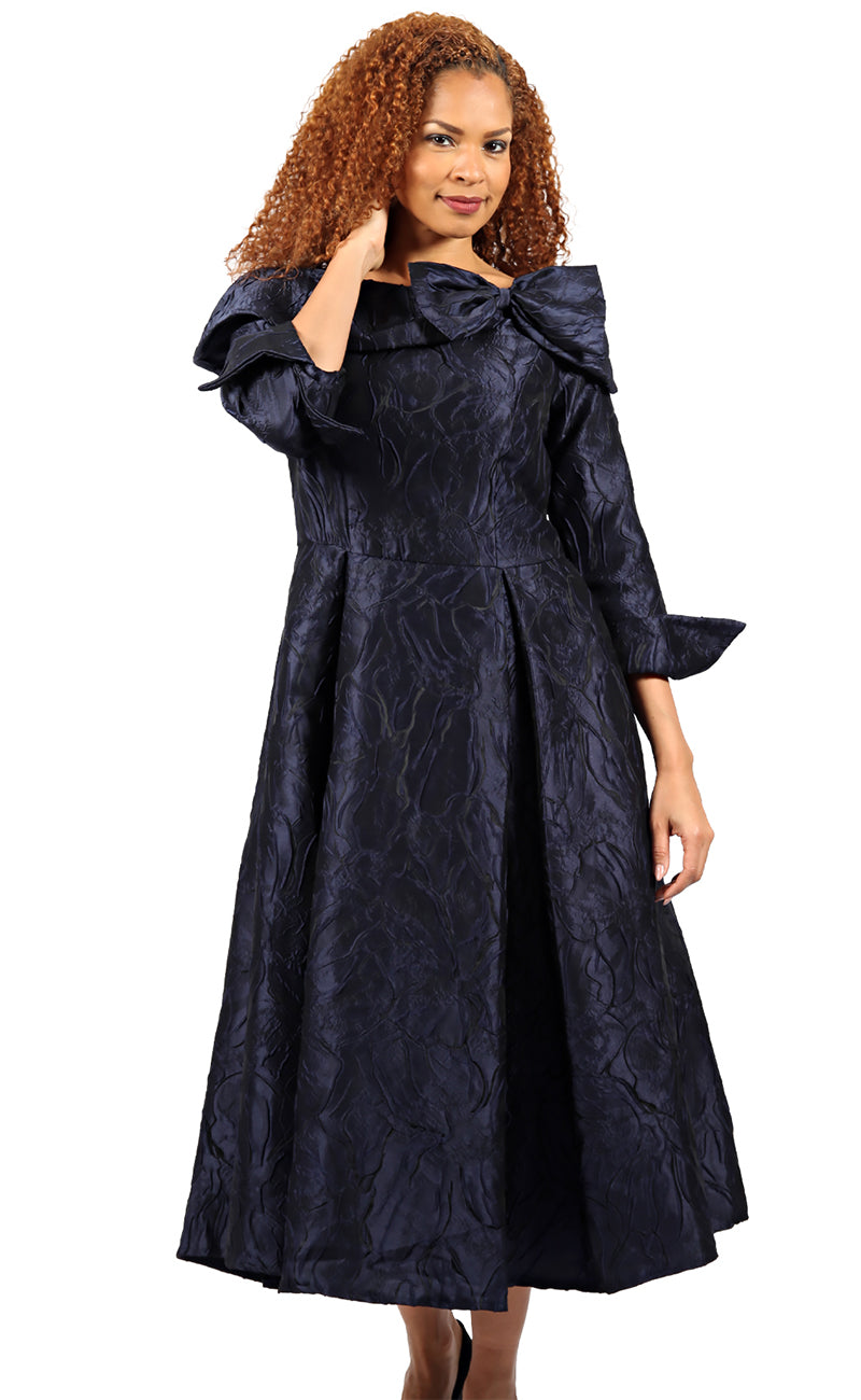 Diana Couture Church Dress 8757-Navy, Navy / 24