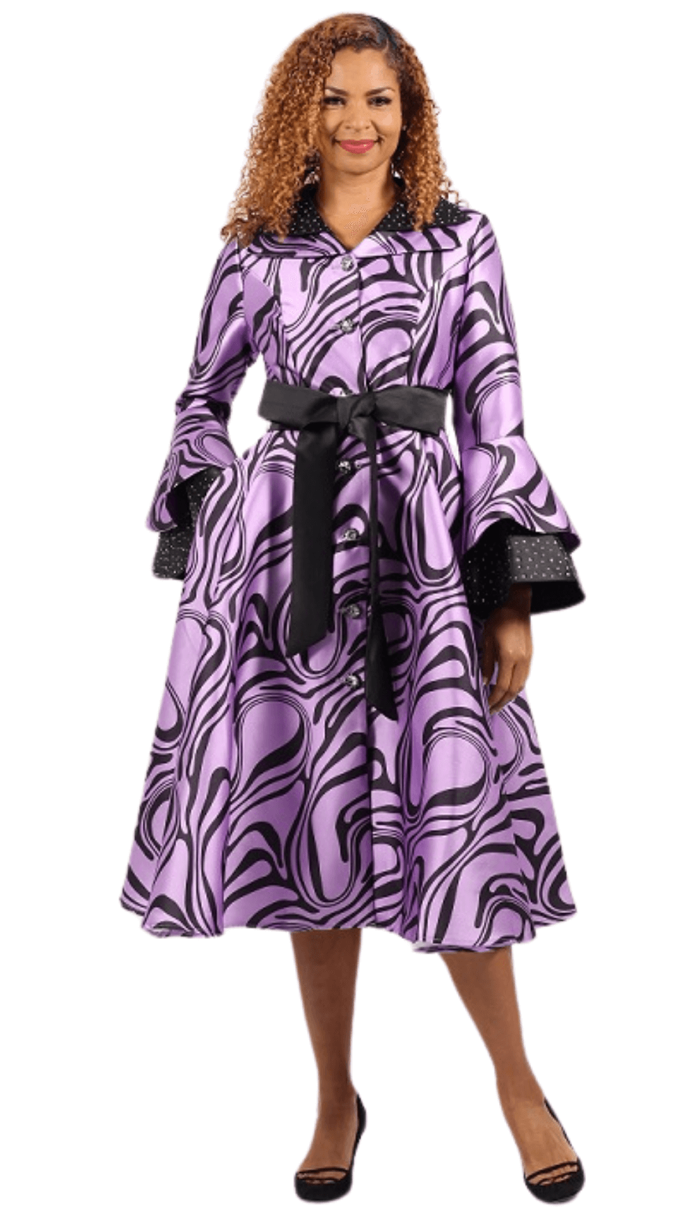 Diana Couture Church Dress 8973-Purple/Black - Church Suits For Less