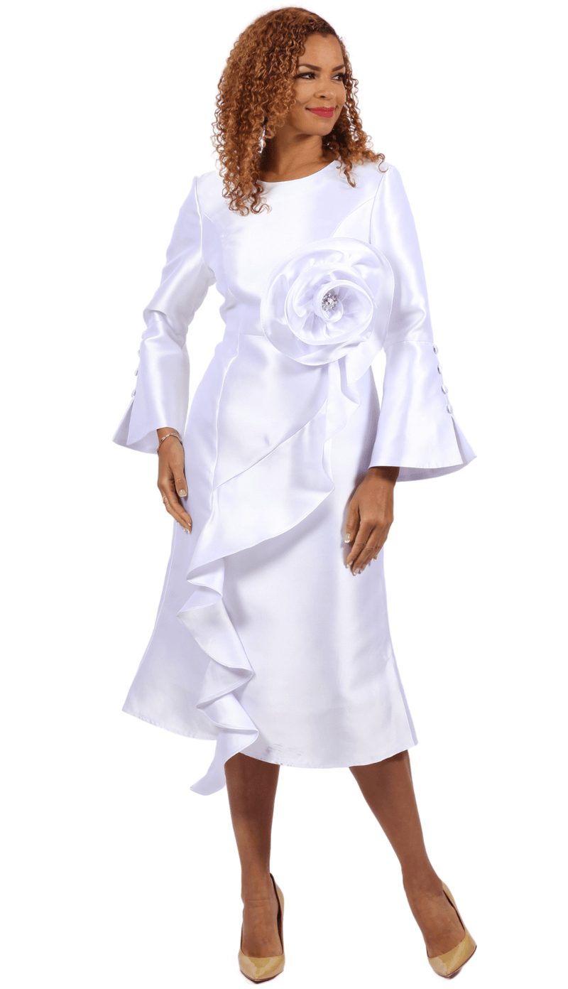 Diana Couture Church Dress 9057-White - Church Suits For Less