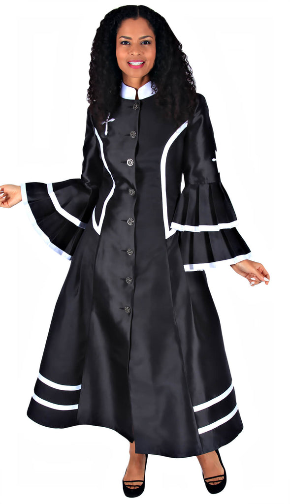 Diana Couture Church Robe 8708C-Black/White - Church Suits For Less