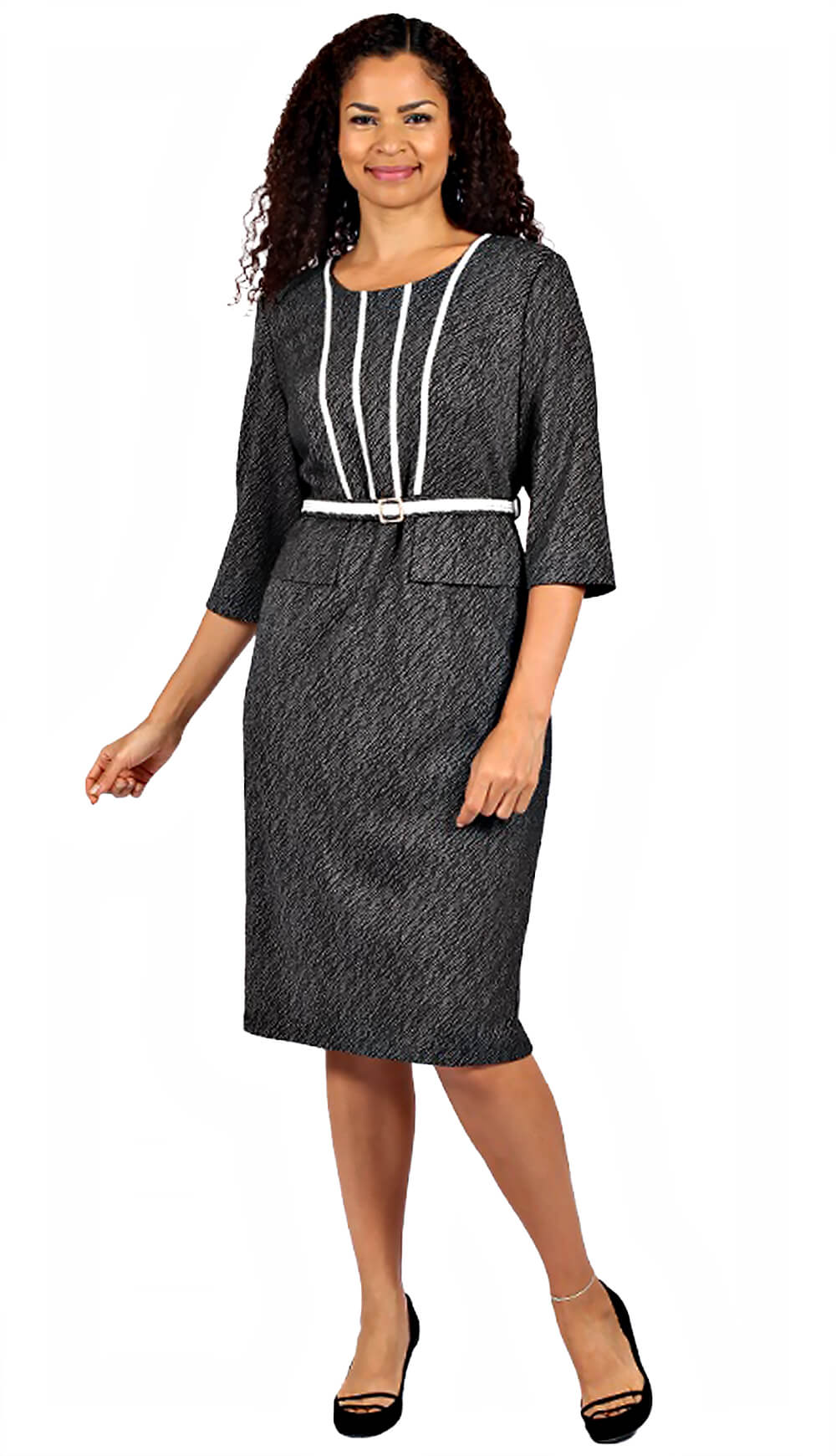 slim fit dress slacks Diana Couture 8754-GRY Church Dress Grey / 22