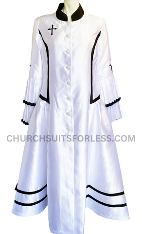 Diana Couture Church Robe 8708-White/Black - Church Suits For Less