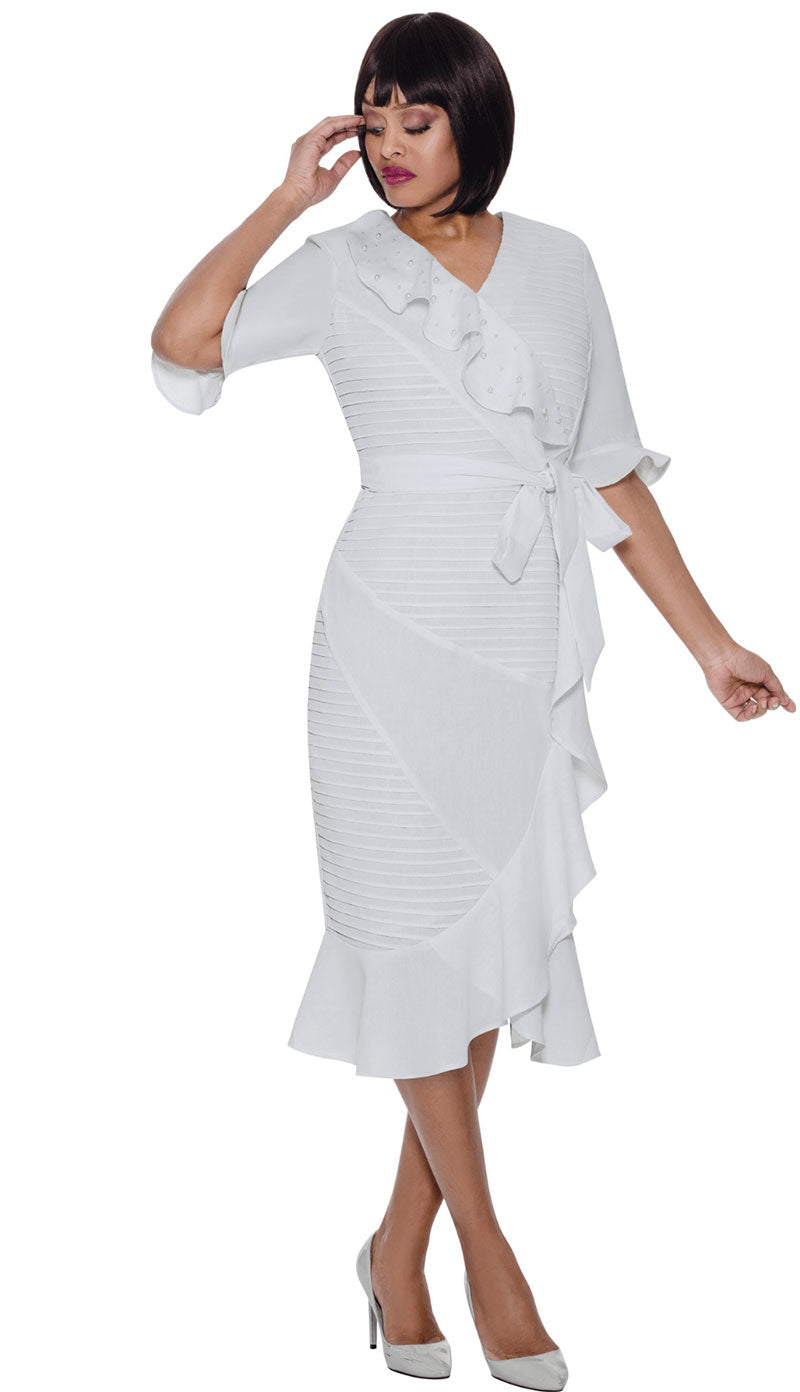 Divine Church Dress 2061-White - Church Suits For Less