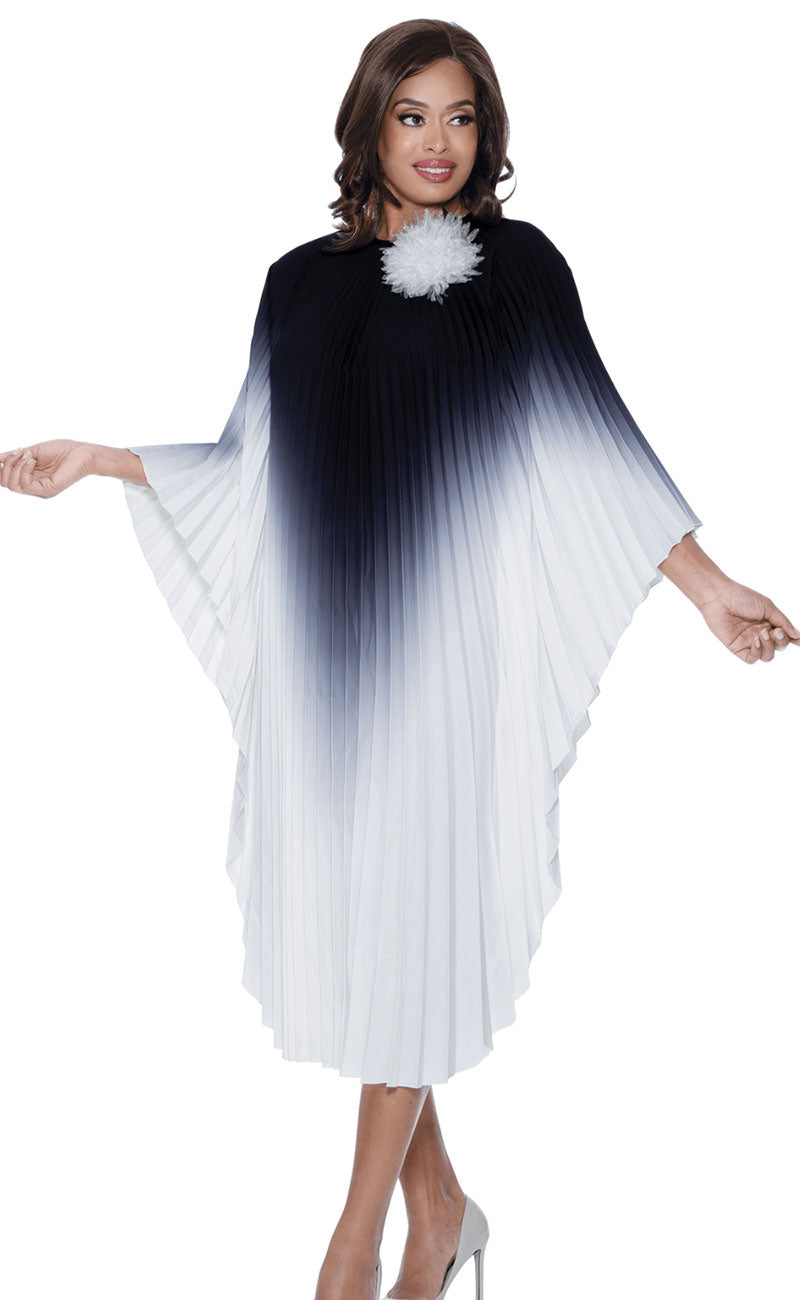 Divine Casual Dress 1742-Black/White – Church suits for less