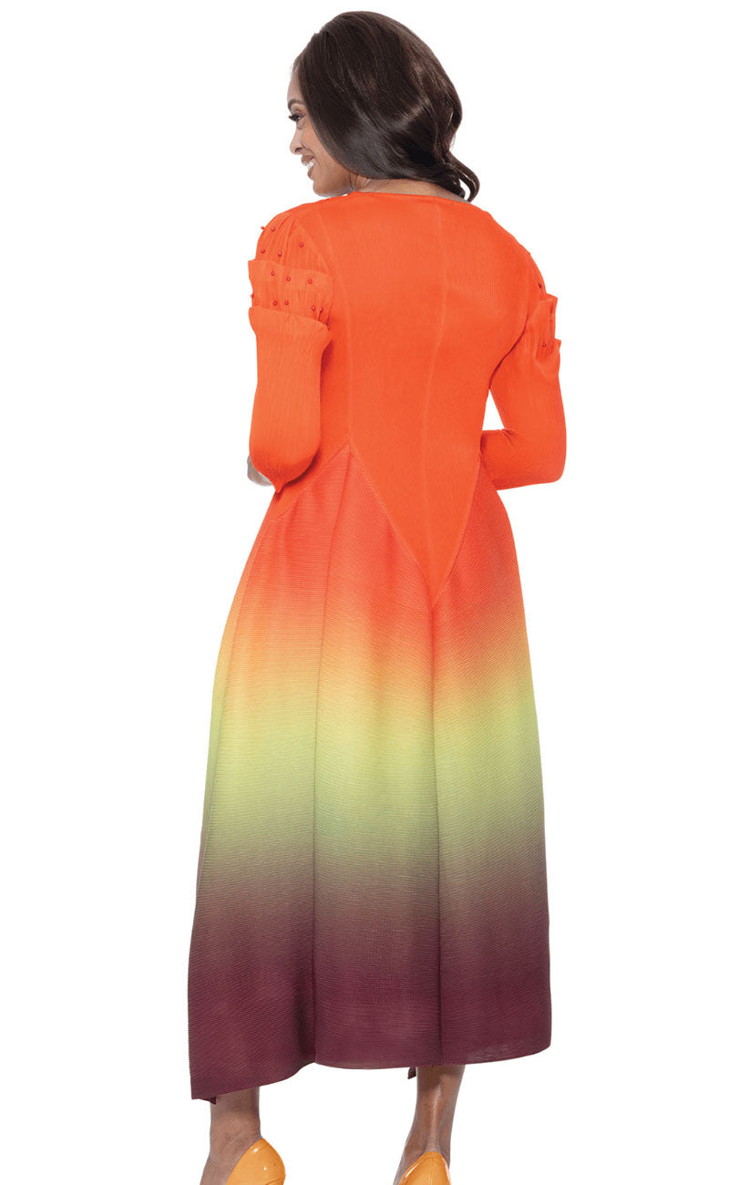 Divine Casual Dress 1831-Orange/Green – Church suits for less