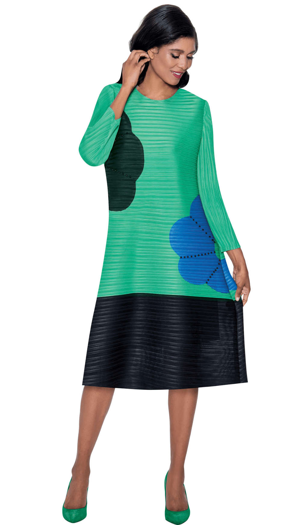 Divine Casual Dress 1652C-Emerald - Church Suits For Less