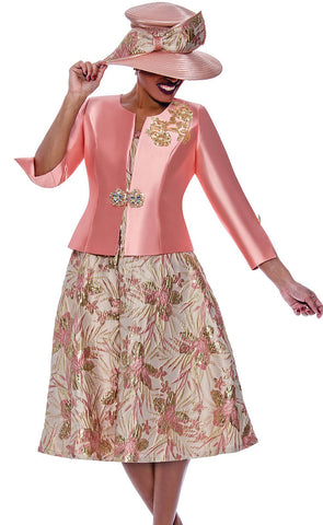 Divine Queen Church Dress 2362C-Pink/Gold - Church Suits For Less