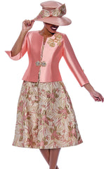 Divine Queen Church Dress 2362C-Pink/Gold - Church Suits For Less