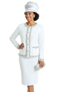 Donna Vinci Knit Suit 13458-White