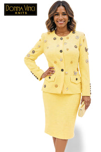 Donna Vinci Knit Suit 13459-Canary