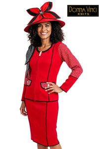 Donna Vinci Knit Suit 13461-Red/Black