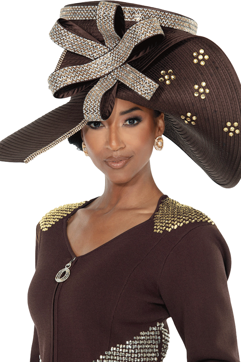 Donna Vinci Knit Skirt Suit  13453-Brown/Gold