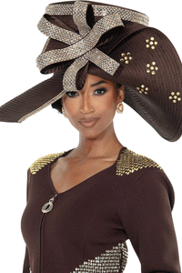 Donna Vinci Knit Skirt Suit  13453-Brown/Gold