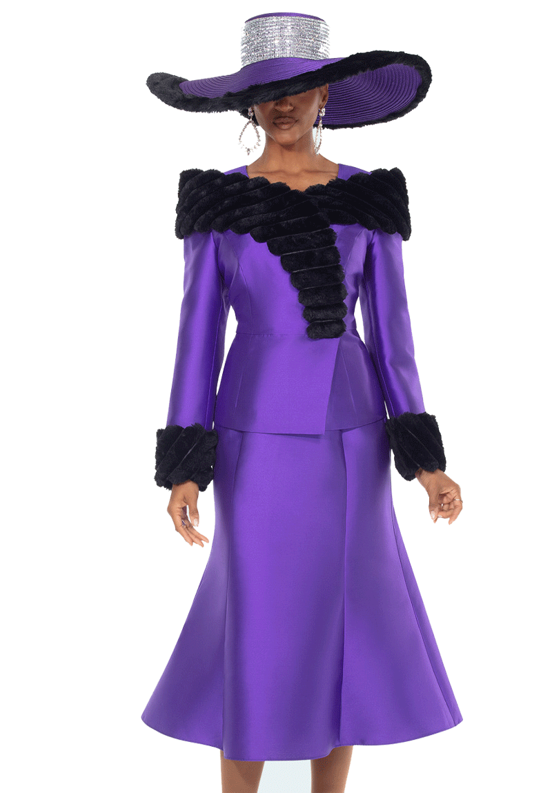 Donna Vinci Church Suit 12222-Purple/Black