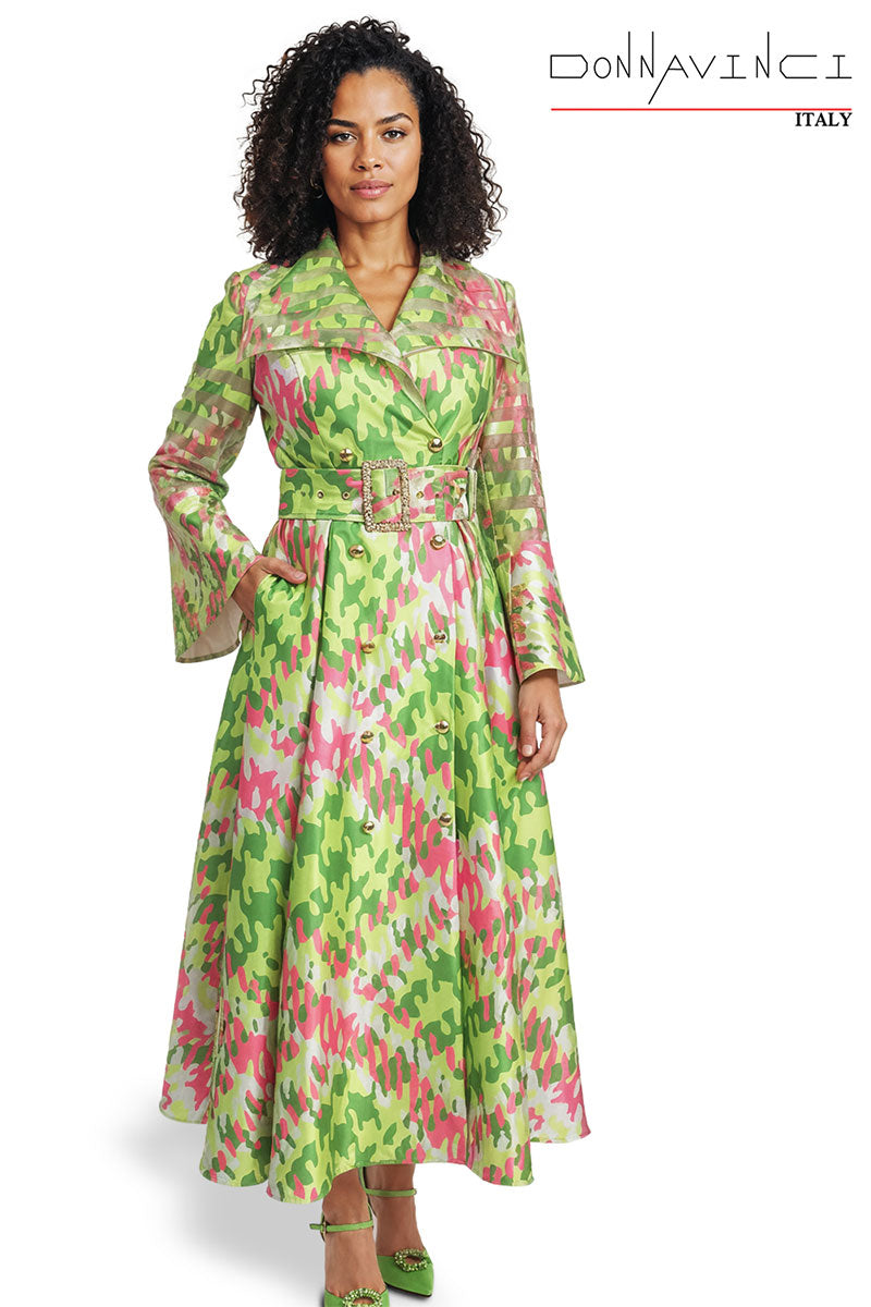 Donna Vinci Church Dress 12210-Lime/Pink