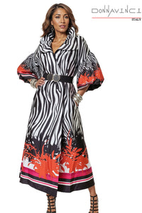 Donna Vinci Church Dress 12248-Black/White/Orange