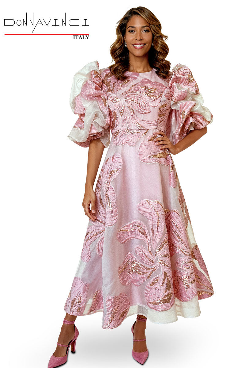 Donna Vinci Dress 12266C-Pink (SHIP SAME DAY)
