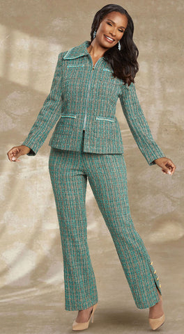 Donna Vinci Pant Suit 5773C-Lapis - Church Suits For Less