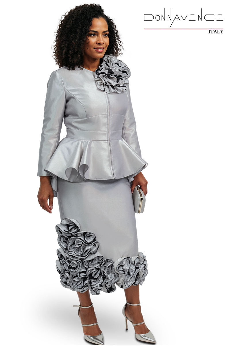 Donna Vinci Church Suit 12164-Silver