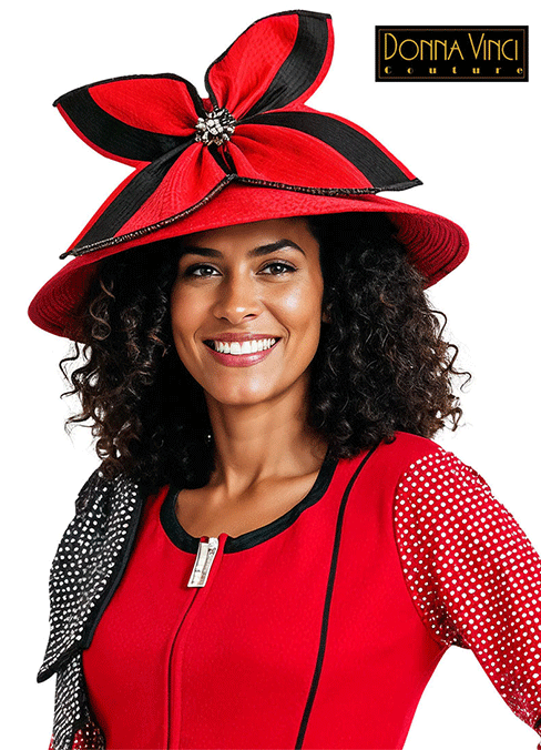 Donna Vinci Hat 13461-Red/Black