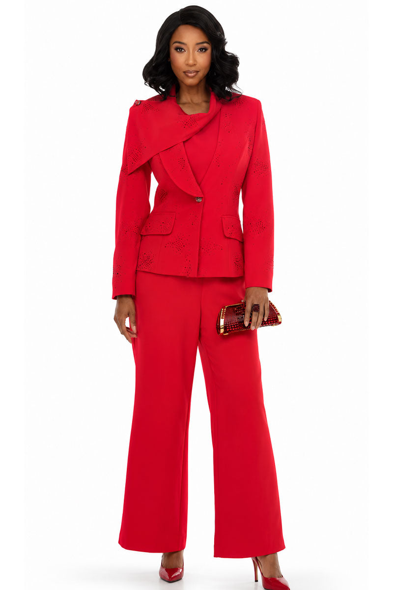 Donna Vinci Pant Suit 12278-Red