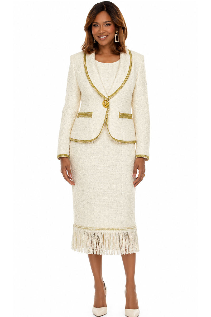 Donna Vinci Skirt Suit 12287-Off-White