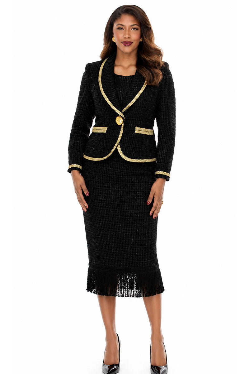 Donna Vinci Skirt Suit 12287-Black