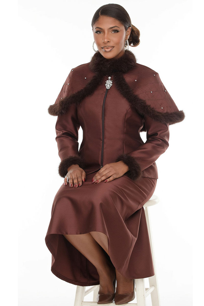Donna Vinci Skirt Suit 12240-Brown