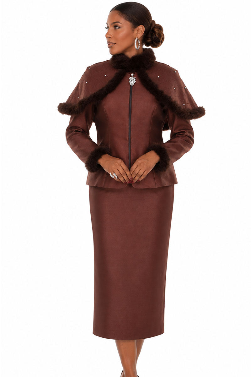 Donna Vinci Skirt Suit 12240-Brown