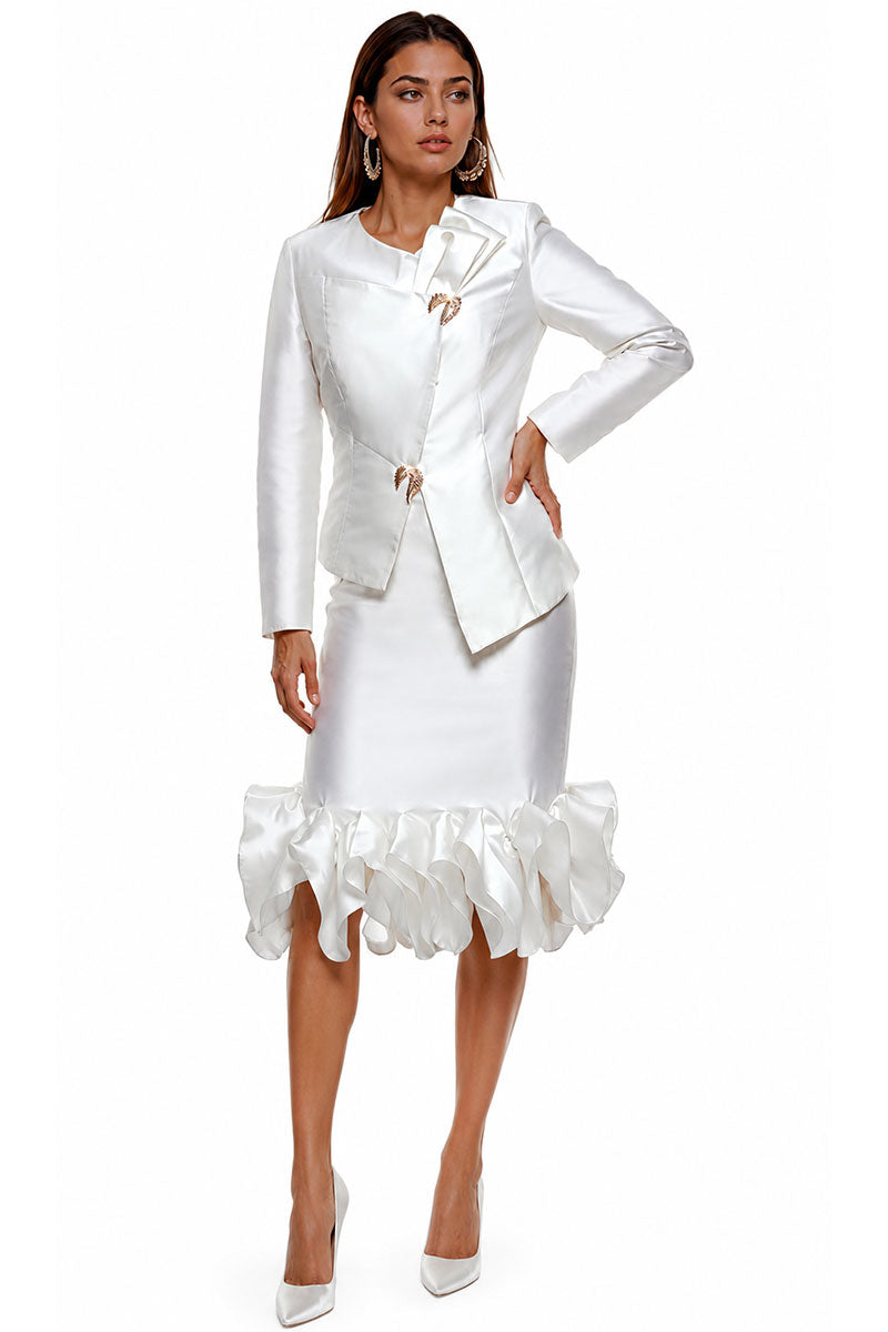 Donna Vinci Skirt Suit 12292-White