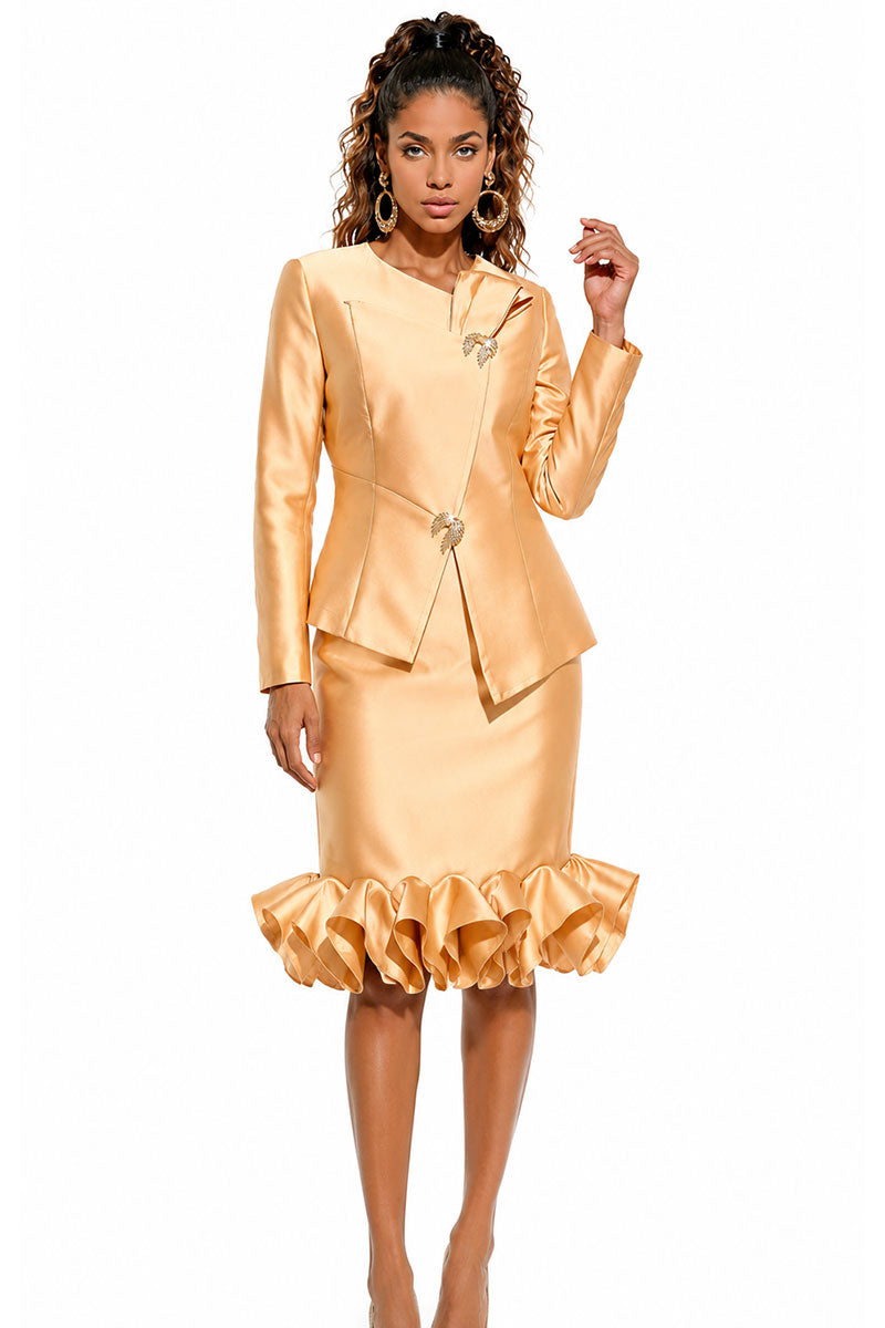 Donna Vinci Skirt Suit 12292-Gold