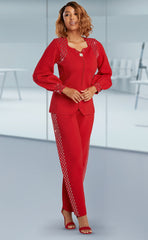 Donna Vinci Knit 13403C-Red - Church Suits For Less