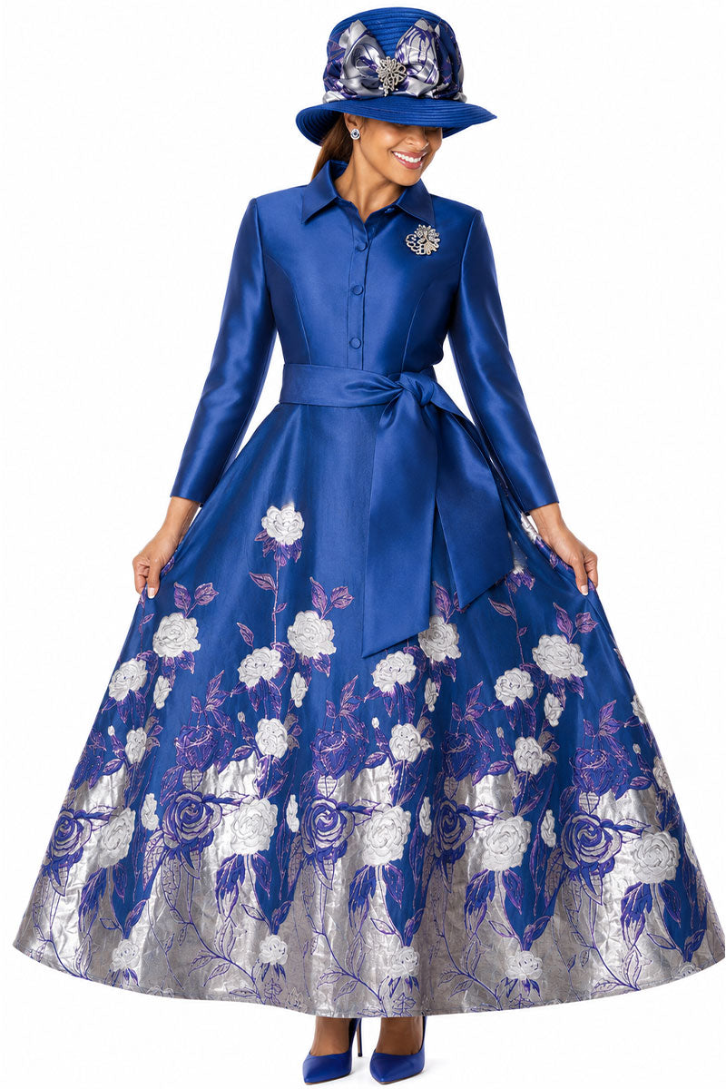 Dorinda Clark Cole Church Dress 310241-Royal/Silver