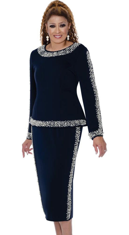 Dorinda Clark Cole Church Suit 309612C-Navy - Church Suits For Less