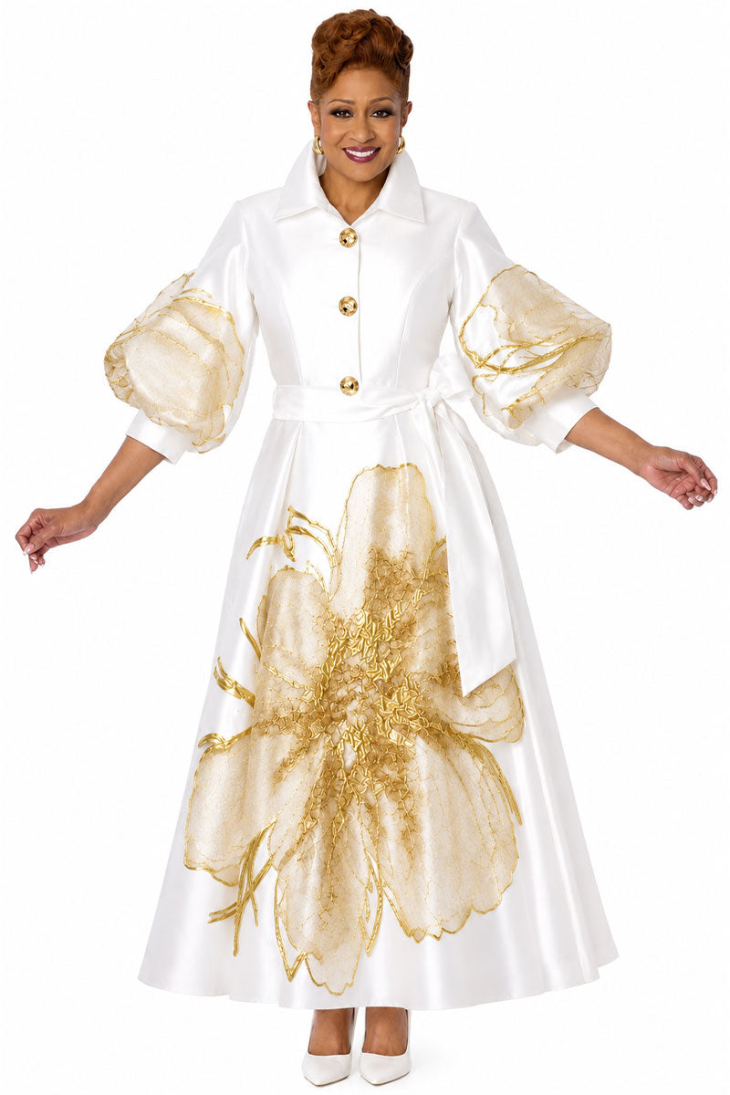 Dorinda Clark Cole Church Dress 310321-White/Gold