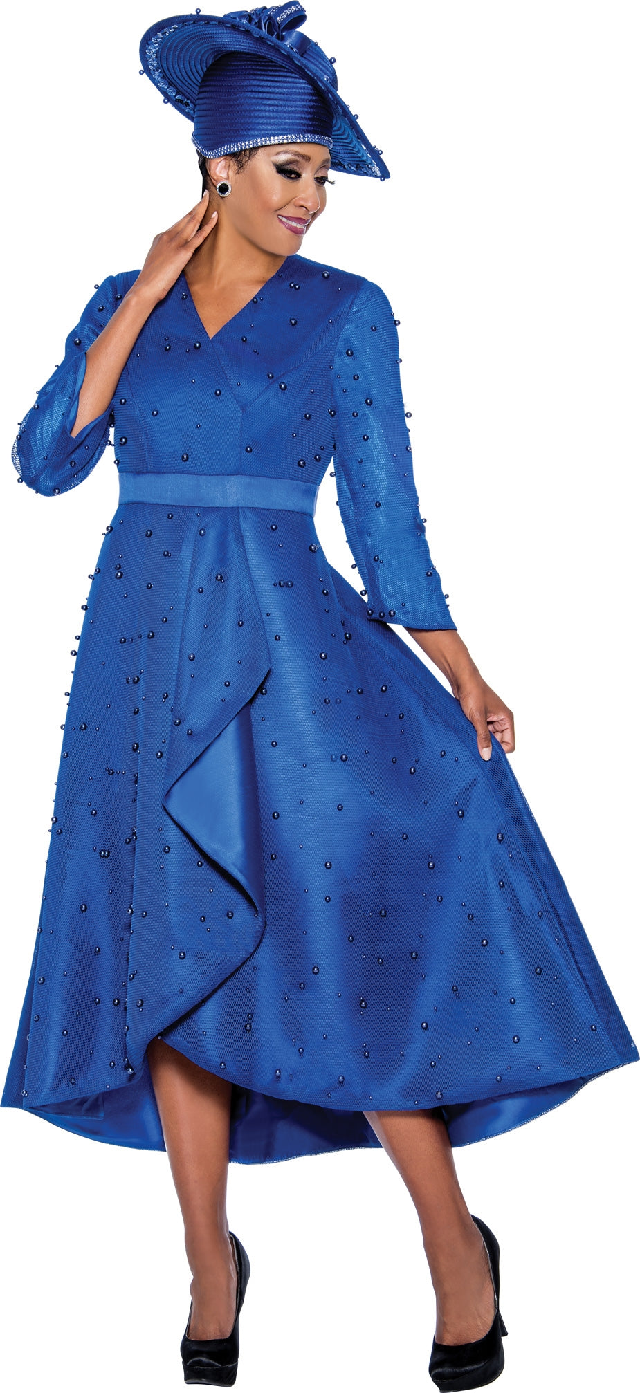 Dorinda Clark Cole Dress 4371C-Royal Blue - Church Suits For Less